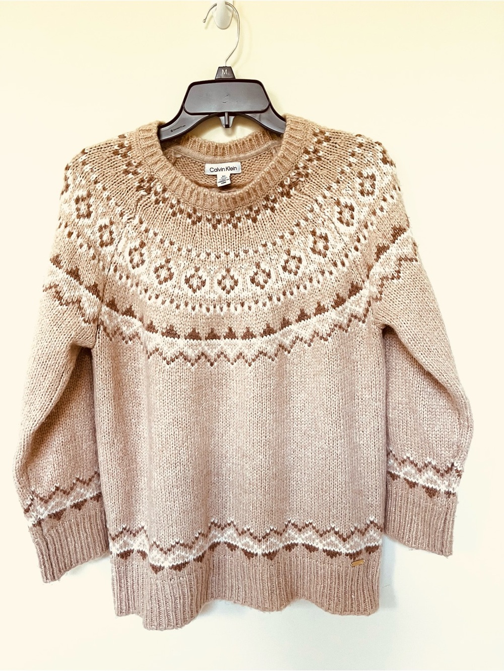 Calvin Klein ~ Classic Fair Isle Crewneck Sweater~ Size Medium